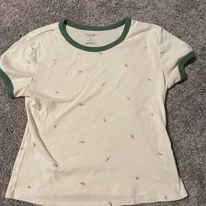 Arizona Jean Company Cream and Green Baby Tee